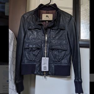 Burberry Midnight Blue-Black Lambs Leather Jacket